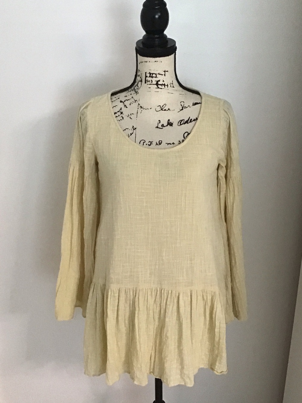 Like New Free People Cream Scoop Neck Peasant Tunic